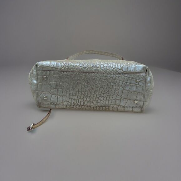 Kate Spade Moon Dance Madeline Satchel Frame Bag, Embossed Gold Suede Crossbody - Picture 8 of 13